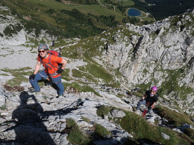 Via Ferrata Enrico Contin: Thomas und Birgit zwischen Forcella Contin und Ausstieg