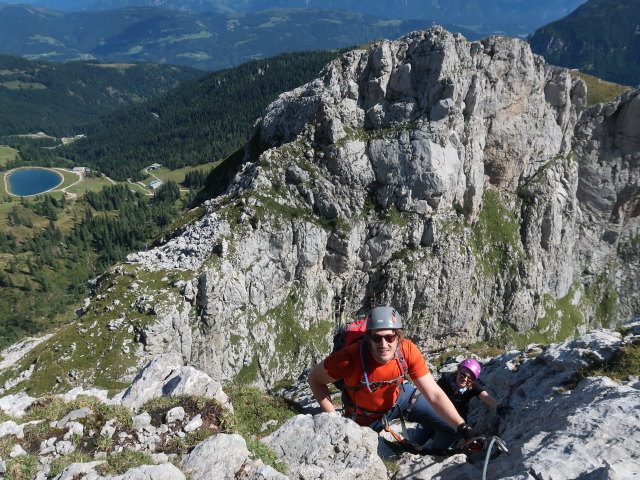 Via Ferrata Enrico Contin: Thomas und Birgit zwischen Forcella Contin und Ausstieg