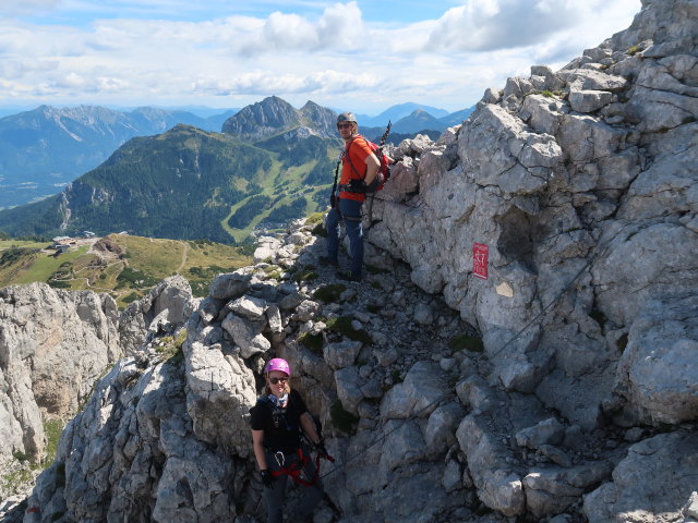 Via Ferrata Enrico Contin: Birgit und Thomas im Ausstieg
