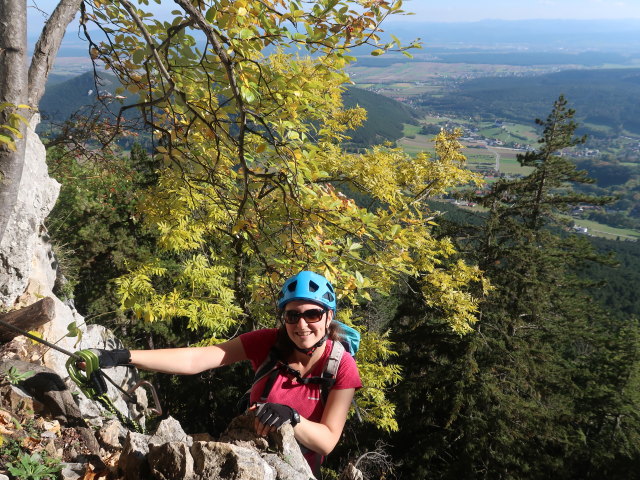 Wildenauer-Klettersteig: Sabine in der Einstiegswand