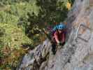 Wildenauer-Klettersteig: Sabine vor der Schlüsselstelle