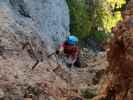 Wildenauer-Klettersteig: Sabine vor dem Steigbuch