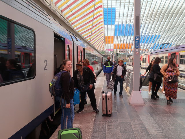 Sabine im Gare de Liège-Guillemins (22. Mai)