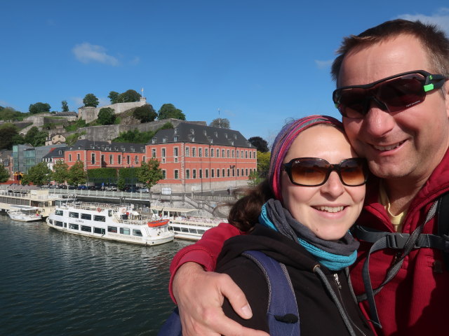 Sabine und ich auf der Passerelle l'Enjambée in Namur (24. Mai)