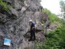 Burgforst-Klettersteig: Dominic und Kimberly im Einstieg