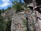 Danielsberg-Klettersteig: Josef und Werner auf der Seilbrücke