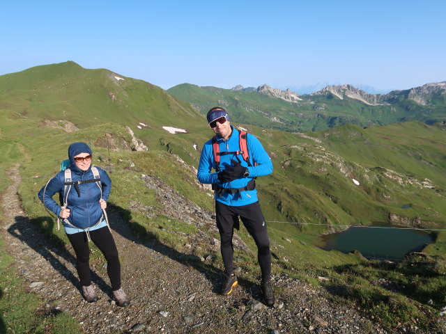 Sabine und Christoph zwischen Riedingscharte und Weißeck