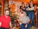 Markus, Papa, Mama, ich, Brigitte, Sabine und Nils im Haus meiner Eltern (24. Dez.)