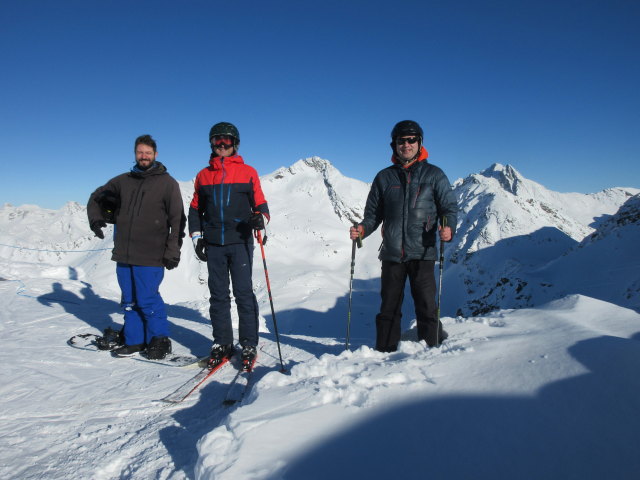 Markus, ich und Ronald bei der Bergstation der Riffelbahn II, 2.645 m (13. J&auml;n.)