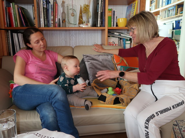 Sabine, Nils und Mama im Haus meiner Eltern