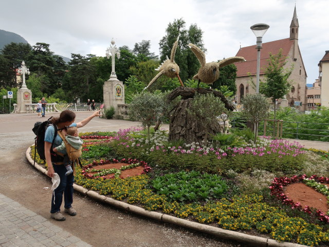 Sabine und Nils auf der Passerpromenade in Meran (22. Mai)