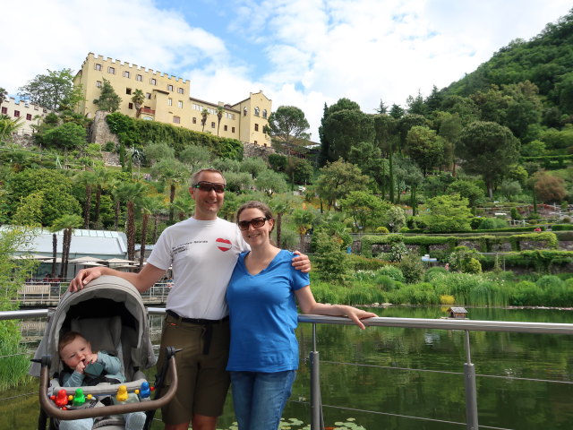 Nils, ich und Sabine in den Gärten von Schloss Trauttmansdorff in Meran (24. Mai)