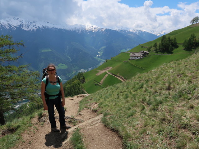 Sabine am Meraner Höhenweg zwischen Lahnbach und Pirchhof (19. Mai)