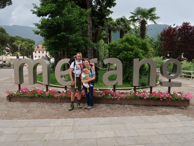 Ich, Nils und Sabine auf der Passerpromenade in Meran (22. Mai)