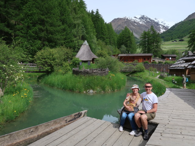 Nils, Sabine und ich im archeoParc Schnalstal in Unser Frau in Schnals (29. Mai)