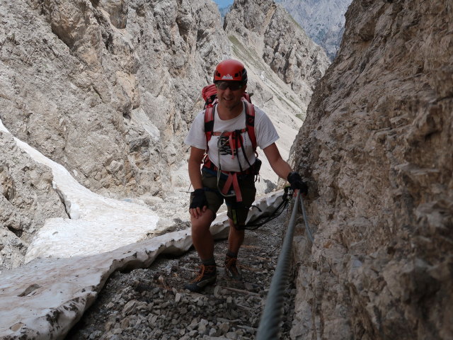 Spitzkofel-Klettersteig: Ich im Einstieg (29. Juni)