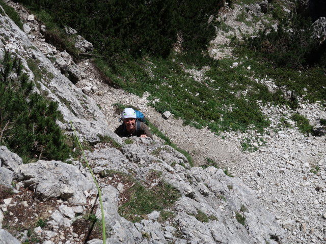 Via Mazzorana-Adler: Frank in der 1. Seillänge