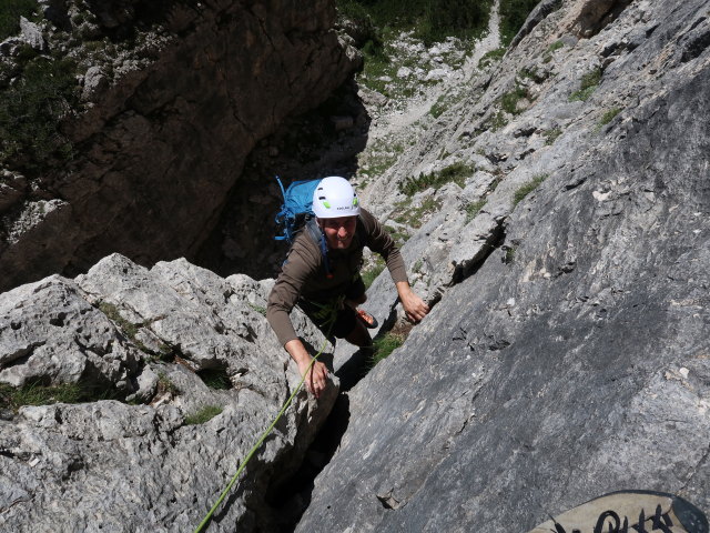 Via Mazzorana-Adler: Frank in der 3. Seillänge