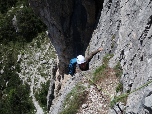 Via Mazzorana-Adler: Frank in der 4. Seillänge