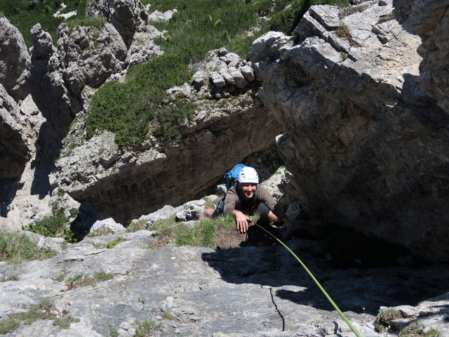 Via Mazzorana-Adler: Frank in der 5. Seillänge