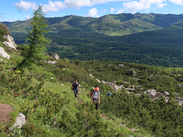 Andreas, Sonja und Frank zwischen Forcella Pian della Biscia und Ferrata Campanile Colesei