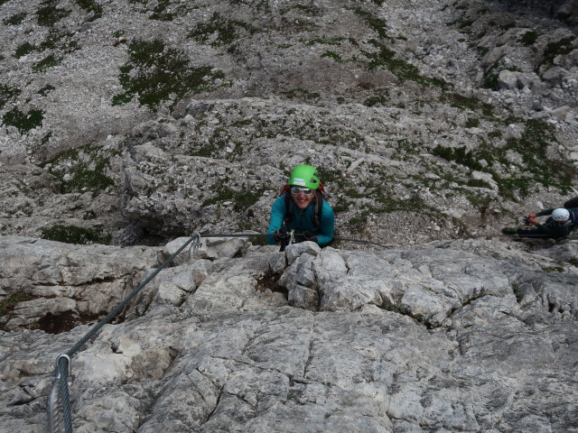 Ferrata Campanile Colesei: Sonja und Andreas im Einstieg