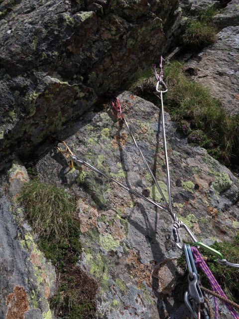 Sauspitze-Westgrat: Stand nach der 4. Seillänge