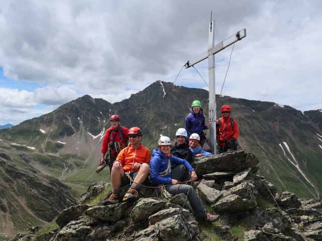 Josef, ich, Victoria, Frank, Andreas, Sonja und Werner auf der Sauspitze, 2.604 m