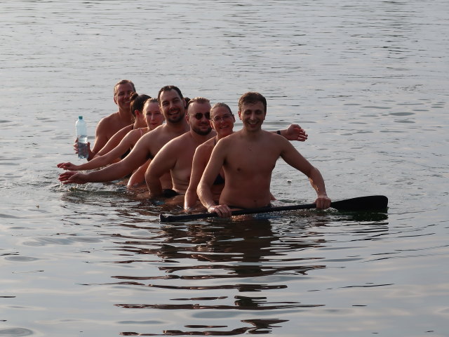 ?, Melanie, Mario, ?, Iris und Andreas in der Unteren Alten Donau