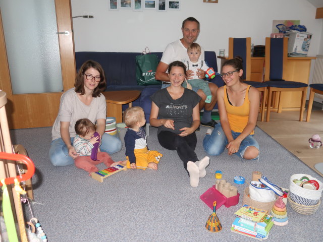 Ella, Hannelore, Lukas, Sabine, ich, Nils und Kathrin in unserer Wohnung (26. Sep.)