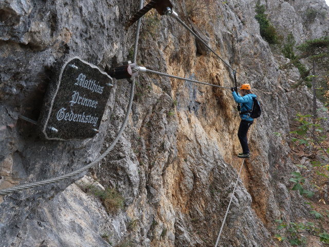 Matthias-Prinner-Klettersteig: Gabriele auf der Seilbrücke