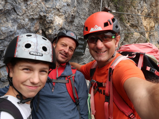 Matthias-Prinner-Klettersteig: Christian, Jörg und ich bei der Seilbrücke