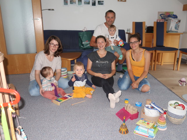 Ella, Hannelore, Lukas, Sabine, ich, Nils und Kathrin in unserer Wohnung (26. Sep.)