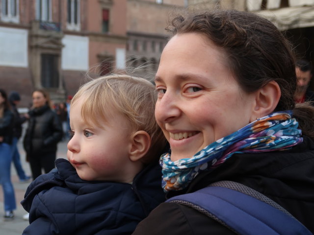 Nils und Sabine auf der Piazza Maggiore in Bologna (9. Nov.)