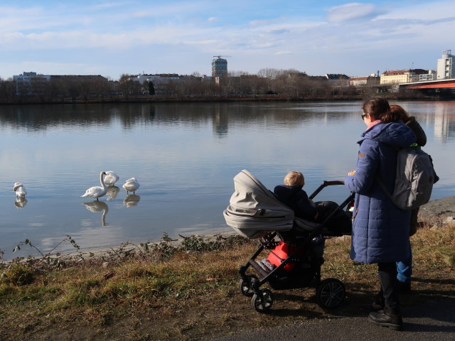 Nils, Sabine und Brigitte zwischen Brigittenauer Br&uuml;cke und Reichsbr&uuml;cke