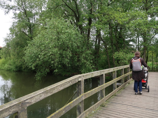 Sabine bei der Ribe &Aring; in Ribe (28. Mai)