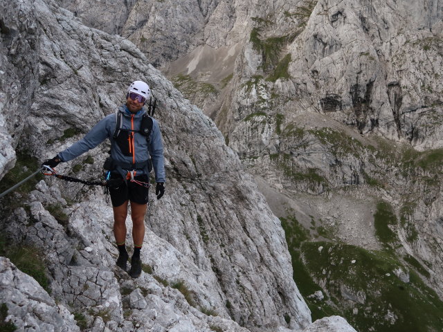 Kaisersch&uuml;tzen-Klettersteig: Christoph zwischen Einstieg und Abzweigung Kleine Halt (24. Aug.)