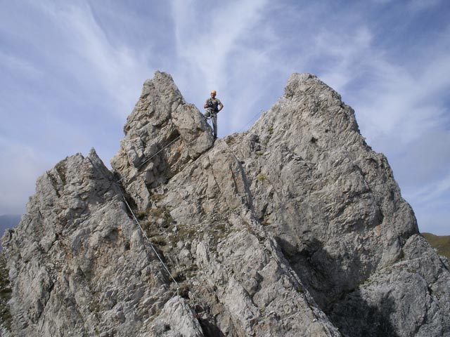 Madonnen-Klettersteig: Axel auf der Kleinen Gamswiesenspitze (1. Okt. 2006)