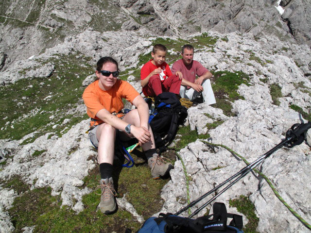 Daniela, Martin und Erich auf der Kleinen Laserzwand, 2.568 m (13. Juli 2009)