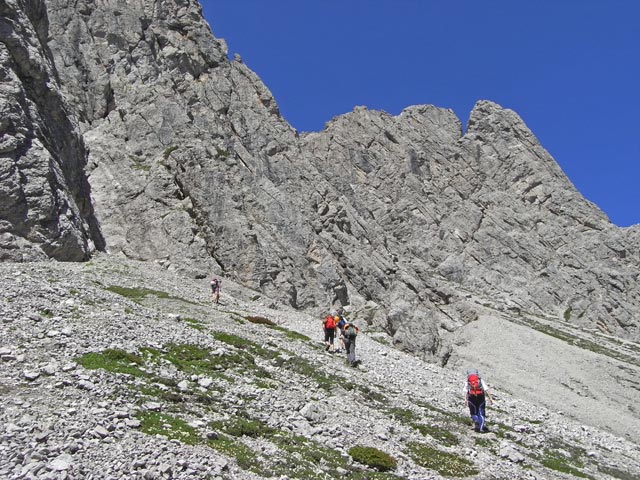 Josef, Christian, Erich, Alexander und Brigitte zwischen Marcherstein und Kleiner Gamswiesenspitze Nordostkante (10. Juli 2008)