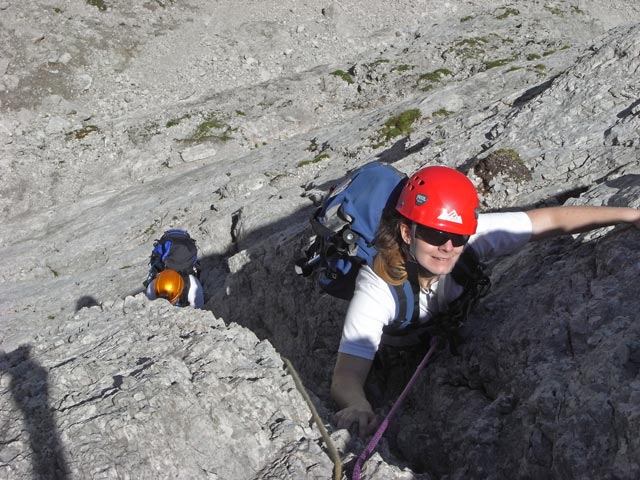 Kleine Gamswiesenspitze Nordostkante: Erich und Daniela in der zweiten Seillänge(10. Juli 2008)