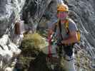 Madonnen-Klettersteig: Axel beim Steigbuch (1. Okt. 2006)